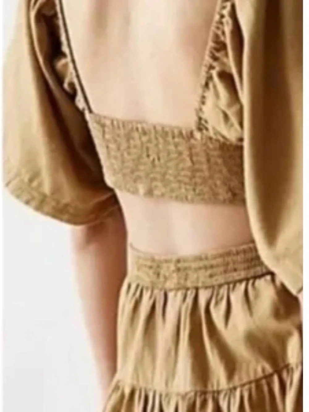Free People Brown Cutout Puff-Sleeve Mini Dress - Picture 2 of 6